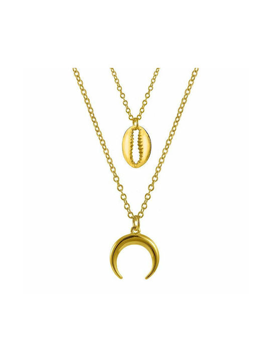 Amor Amor Necklace Double from Gold Plated Steel