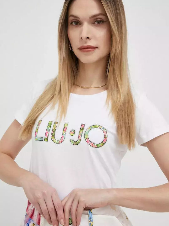 Liu Jo Γυναικείο Αθλητικό T-shirt Floral Λευκό
