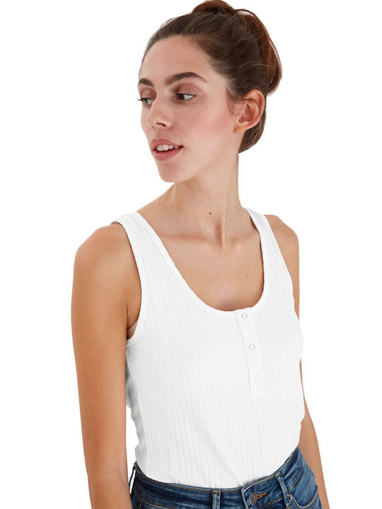 ICHI Women's Summer Blouse Sleeveless White