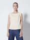 Deha Women's Summer Blouse Cotton Sleeveless Beige