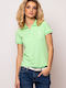 Heavy Tools Women's Polo Blouse Short Sleeve Green