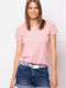 Heavy Tools Women's Summer Blouse Short Sleeve Pink