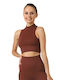 Superstacy Women's Athletic Crop Top Sleeveless Brown