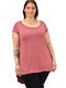 First Woman Women's Summer Blouse Short Sleeve Pink 2350010201