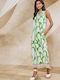 Enzzo Vinnie Summer Midi Dress Green