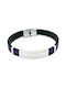 Men's Rubber Bracelet in Black and Purple color and Silver Plate made of Steel