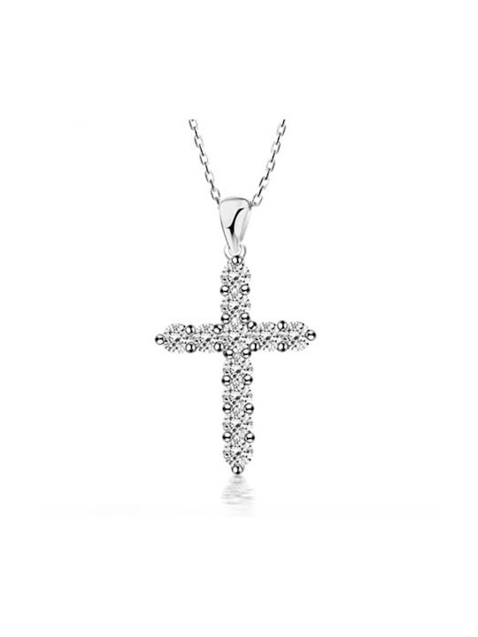 Chrilia White Gold Cross 18K with Chain