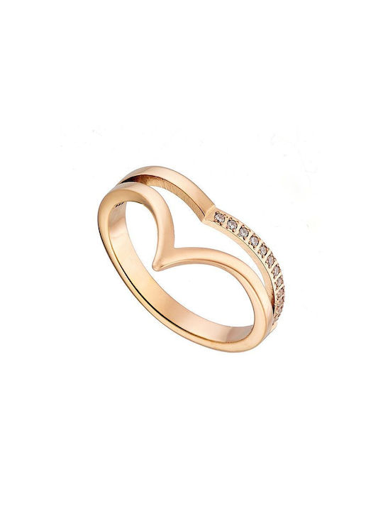 Amor Amor Women's Gold Plated Steel Ring with Stone