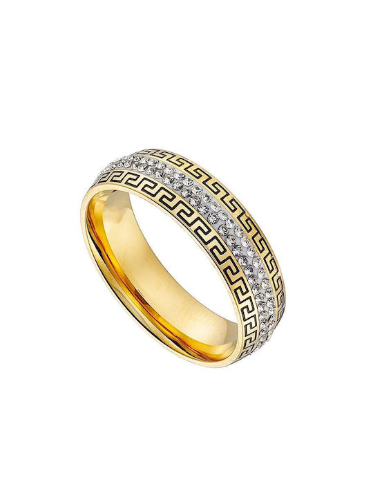 Amor Amor Women's Gold Plated Steel Ring with Zircon