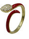 Poco Loco Damen Chevalier Ring mit Steinen & Emaille aus Silber Vergoldet
