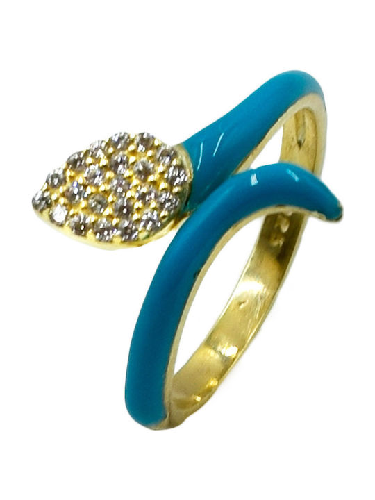 Poco Loco Damen Ring mit Steinen & Emaille aus Silber Vergoldet