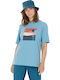 Damen Sportlich T-Shirt Blau