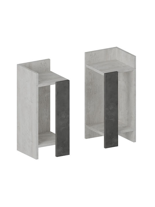 Immerse Wooden Bedside Tables 2pcs Gray 27x25x60cm