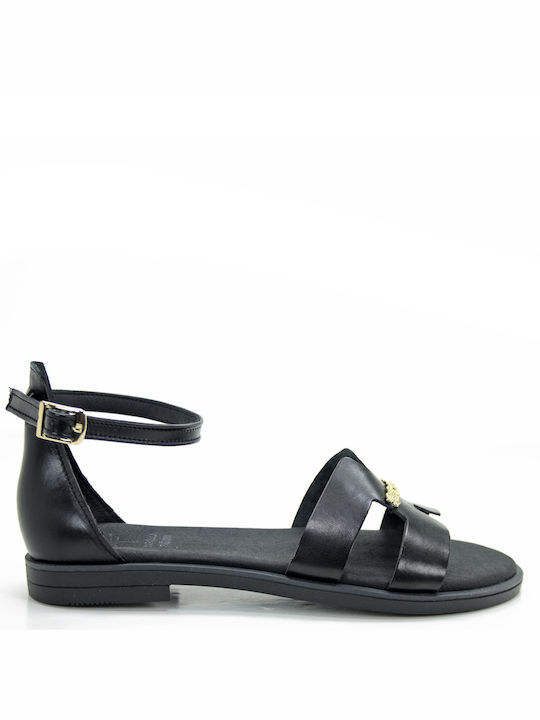 Mariella Fabiani Women's Flat Sandals with Strap in Black Color