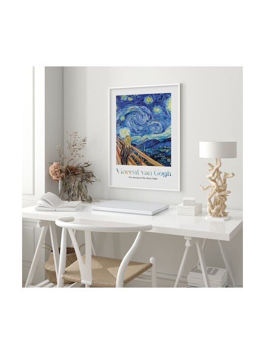 Walls The Scream At The Starry Night Rahmen Kopie von Van Gogh Holz 20x30cm