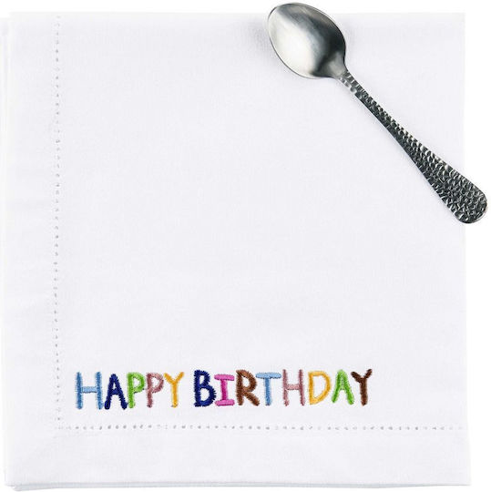 Butlers Покривка за маса Памучна Happy Birthday Бял 45x45бр