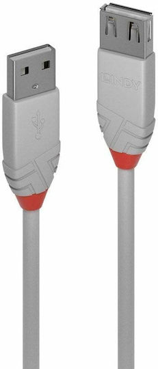 Lindy USB 2.0 Кабел USB-A мъжки - USB-A мъжки Сив 1м 36712