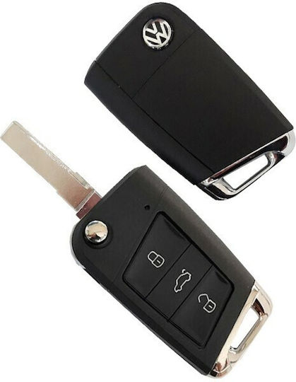 Carcasă cheie auto cu lamă Pliabil cu 3 butoane pentru Scaun / Skoda / VW