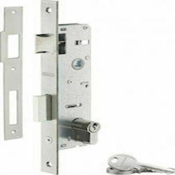 Flag Recessed Lock with Center 30mm Silver
