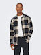 Long-sleeved Flannel Shirt Checked Navy Blue