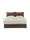 Paris Double Bed Upholstered with Fabric Brown with Slats for Mattress 160x200cm
