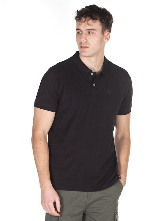 District75 Polo Herrenbluse Kurzarm Schwarze