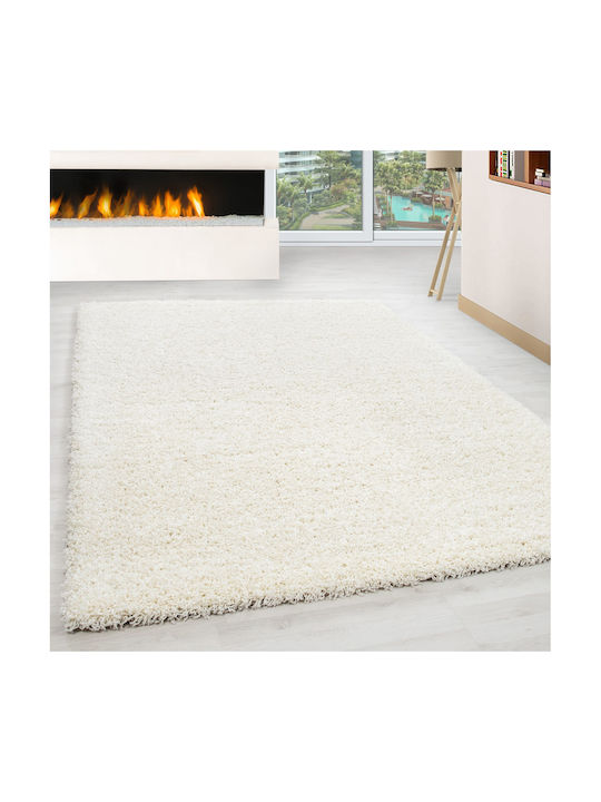 Rug Rectangular Shaggy White