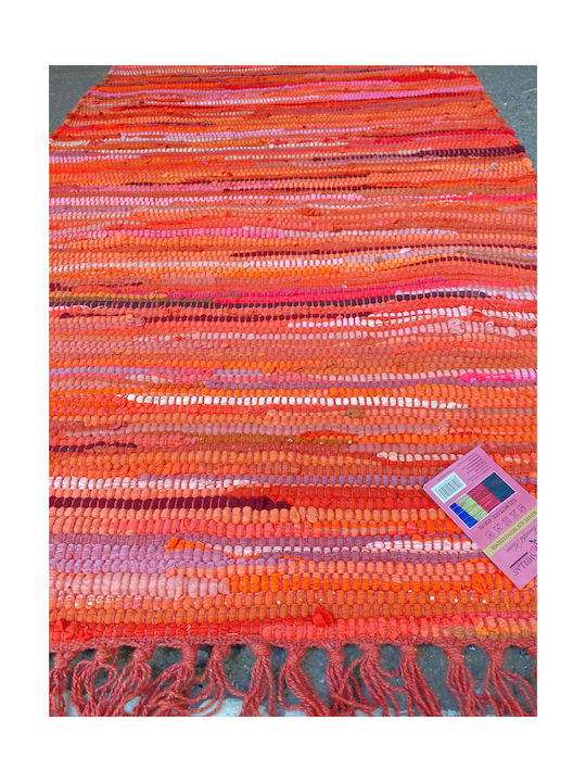 Chios Hellas Rug Rectangular Summer Cotton with Fringes Pink 65x180εκ.