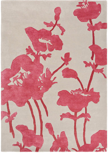 Florence Broadhurst Floral Χειροποίητο Χαλί Ορθογώνιο Μάλλινο Ροζ 170x240cm