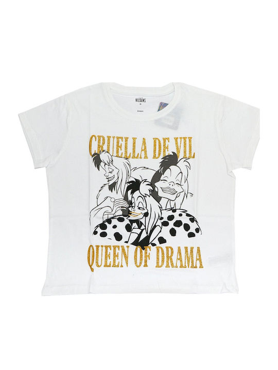 Disney Cruella De Vil T-shirt White Cotton