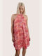 Molly Bracken Summer Mini Shirt Dress Dress with Ruffle Pink