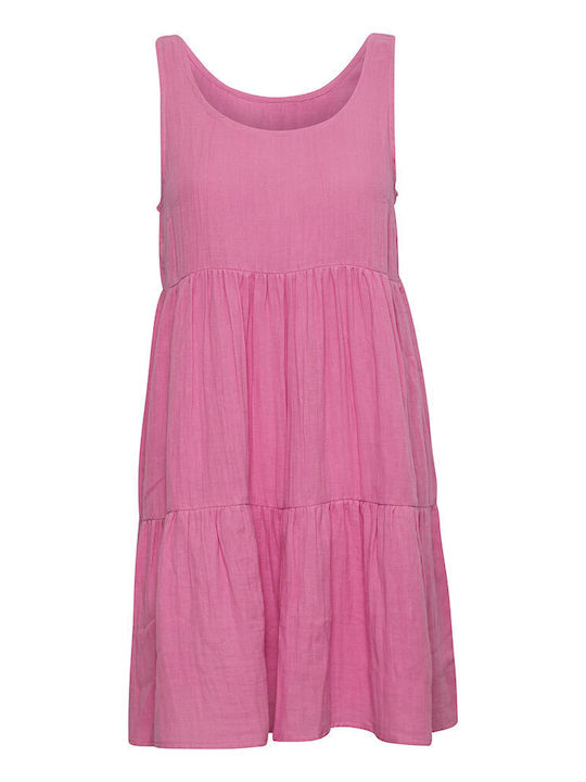 ICHI Καλοκαιρινό Mini Φόρεμα Ροζ