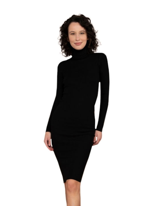 E-shopping Avenue Midi Dress Turtleneck Black