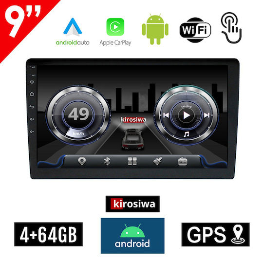 Kirosiwa Ηχοσύστημα Αυτοκινήτου 2DIN (Bluetooth/USB/WiFi/GPS/Apple-Carplay/Android-Auto) με Οθόνη Αφής 9"