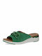 Leather Women's Flat Sandals Anatomic in Green Color