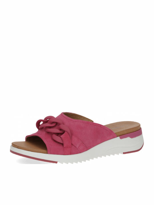 Leather Women's Flat Sandals Anatomic in Fuchsia Color