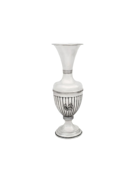 Savvas Design Διακοσμητικό Βάζο Ασημένιο Ασημί Φ7.5xΥ22cm