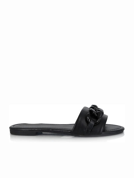 Malesa Women's Flat Sandals Flatforms in Black Color