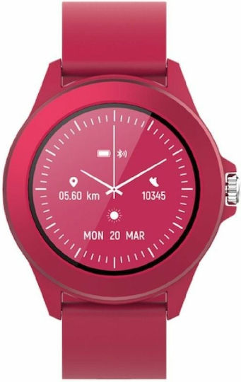 Forever Colorum CW-300 43mm Smartwatch με Παλμογράφο (Magenta)