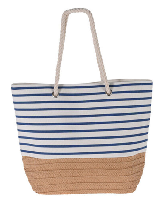 Fabric Beach Bag Blue with Stripes