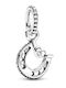 Pandora Charm Φυλαχτό Πέταλο από Ασήμι με Ζιργκόν με Προσωποποίηση