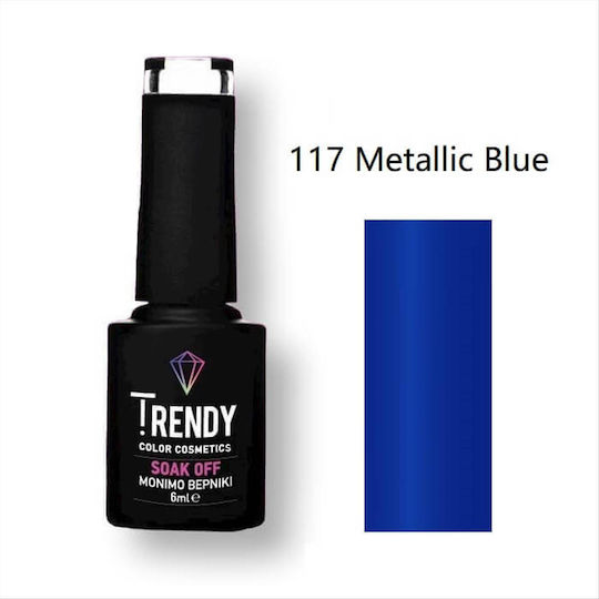 Trendy Color Cosmetics Halb-permanenter Nagellack No117 Metallic Blue 6ml 1Stück