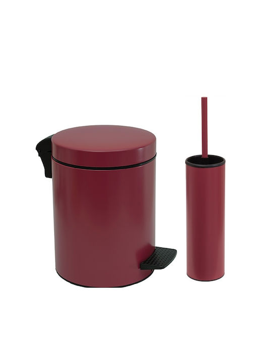 Pam & Co Plastic Toilet Brush and Bin Set 5lt Red