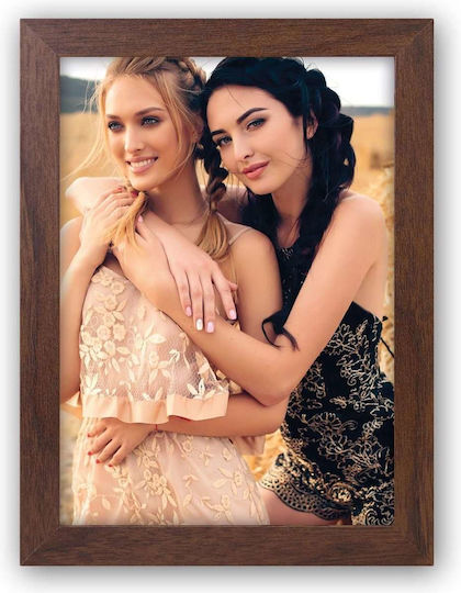 Wooden Wall-Mounted Photo Frame With Brown Frame