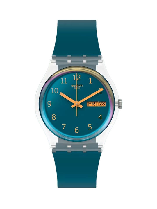 Swatch AWAY Uhr mit Blau Kautschukarmband