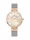 Jacques Lemans Milano Crystals Γυναικείο Ρολόι 36mm Μπαταρίας με Ασημί Μεταλλικό Μπρασελέ