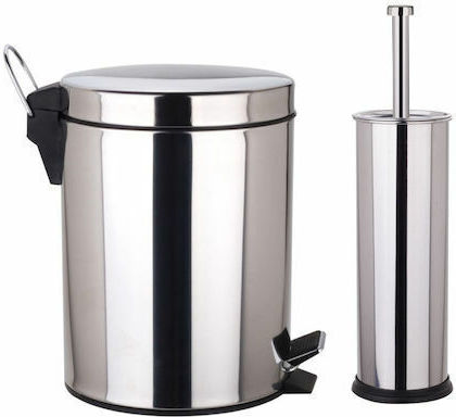 Import Hellas Inox Set aus Toilettenbürste und Mülleimer für das Badezimmer Silber