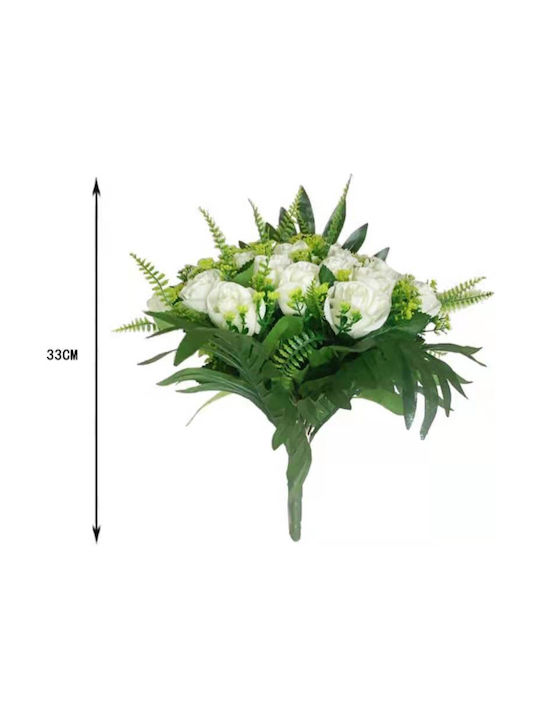 Bouquet of Artificial Flowers Rose White 33cm 1pcs