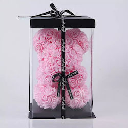 Teddy Bear Made of Pink Artificial Roses in Box Romvous