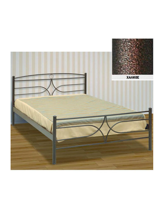 Σάμος Κρεβάτι Ημίδιπλο Μεταλλικό Χάλκινο για Στρώμα 110x190cm